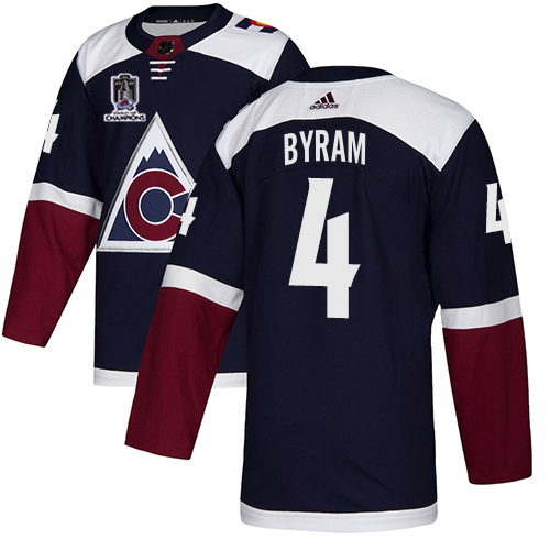 Adidas Colorado Avalanche #4 Bowen Byram Navy 2022 Stanley Cup Champions Alternate Authentic Stitched NHL Jersey Men’s->women nhl jersey->Women Jersey