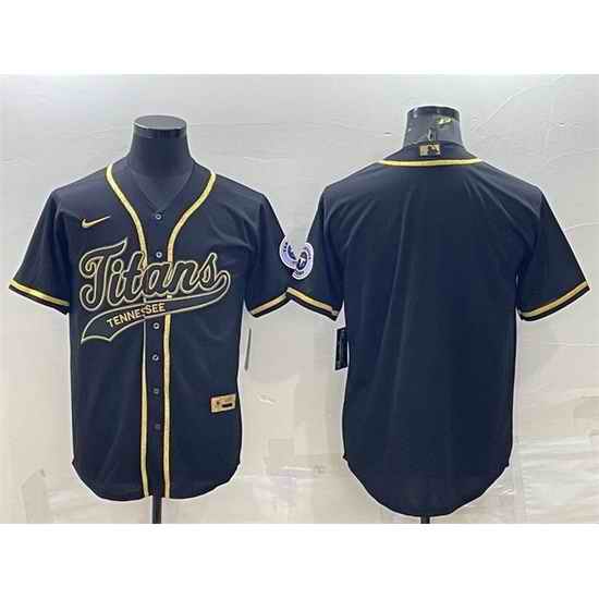Men Tennessee Titans Blank Black Gold With Patch Cool Base Stitched Baseball Jersey->tennessee titans->NFL Jersey