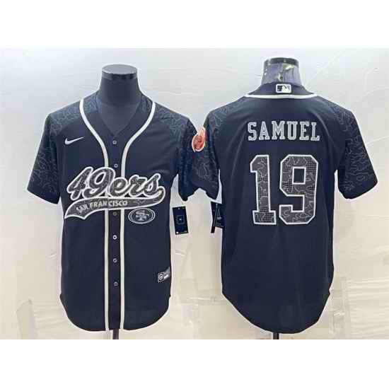 Men San Francisco 49ers #19 Deebo Samuel Black Reflective With Patch Cool Base Stitched Baseball Jersey->pittsburgh steelers->NFL Jersey
