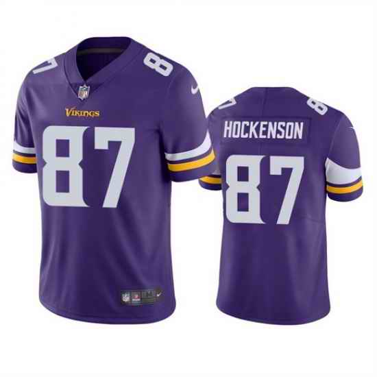 Men Minnesota Vikings #87 T J Hockenson Purple Vapor Untouchable Stitched Jersey->minnesota vikings->NFL Jersey