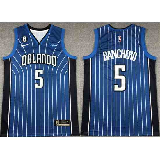Men Orlando Magic #5 Paolo Banchero Blue With No 6 Patch Icon Edition Stitched Swingman Jersey->philadelphia 76ers->NBA Jersey