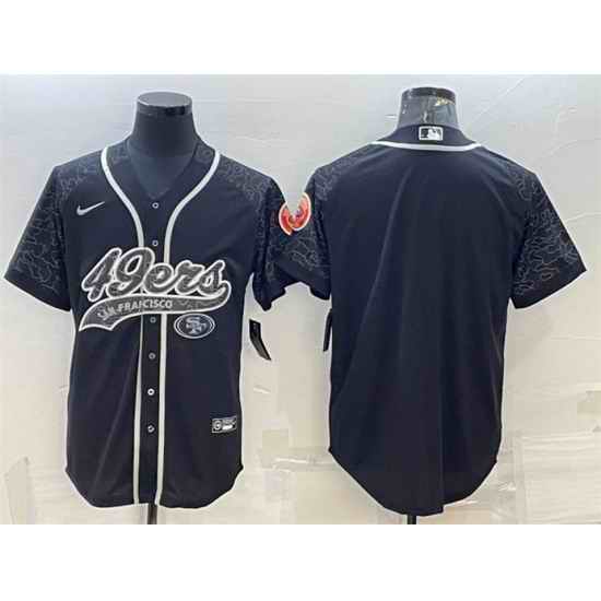 Men San Francisco 49ers Blank Black Reflective With Patch Cool Base Stitched Baseball Jersey->san francisco 49ers->NFL Jersey