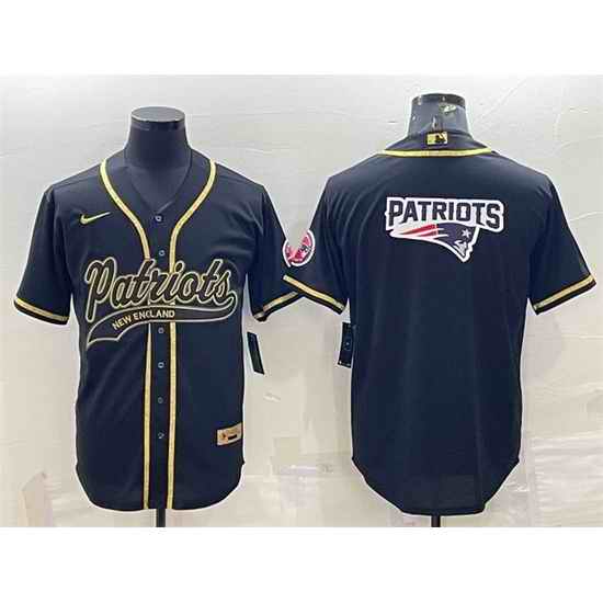 Men New England Patriots Black Gold Team Big Logo With Patch Cool Base Stitched Baseball Jersey->minnesota vikings->NFL Jersey