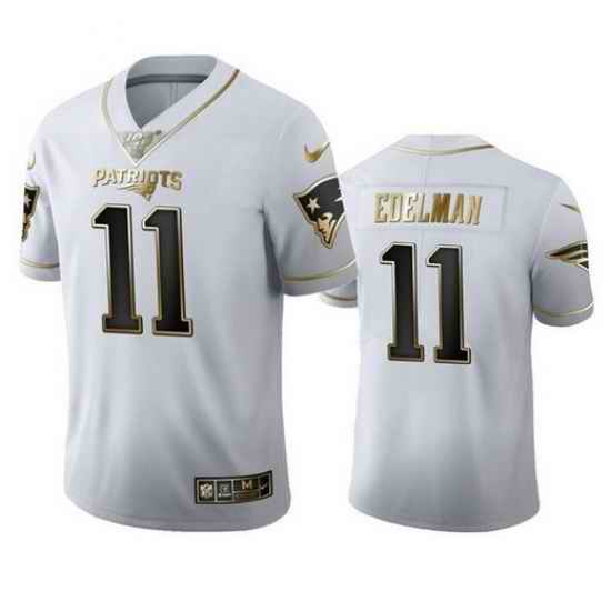 Men New England Patriots #11 Julian Edelman White 100th Season Golden Edition Stitched Jersey->minnesota vikings->NFL Jersey