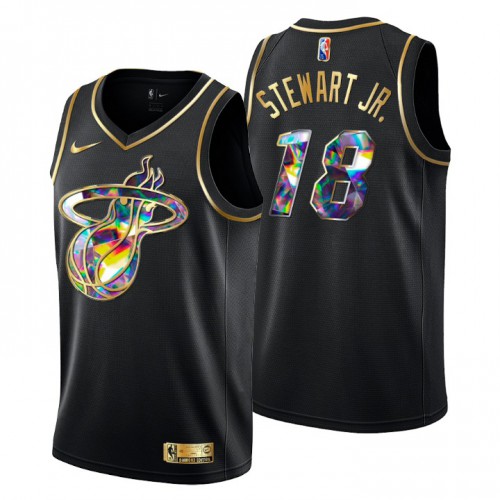 Miami Miami Heat #18 D.J.Stewart Jr.  Men’s Golden Edition Diamond Logo 2021/22 Swingman Jersey – Black Men’s->miami heat->NBA Jersey