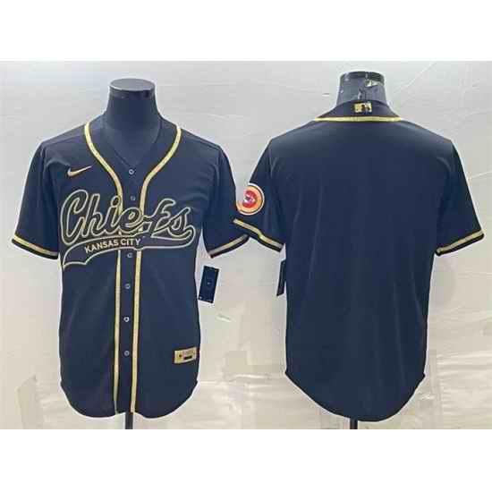 Men Kansas City Chiefs Blank Black Gold With Patch Cool Base Stitched Baseball Jersey->kansas city chiefs->NFL Jersey