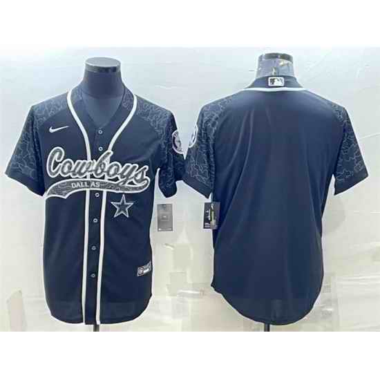 Men Dallas Cowboys Blank Black Reflective With Patch Cool Base Stitched Baseball Jersey->dallas cowboys->NFL Jersey