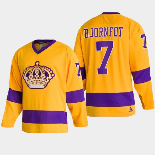 Adidas Los Angeles Kings #7 Tobias Bjornfot Team Classics Gold Men’s NHL 2022 Throwback Jersey Men’s->nashville predators->NHL Jersey