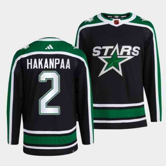 Men Dallas Stars #2 Jani Hakanpaa Black 2022 23 Reverse Retro Stitched Jersey->colorado avalanche->NHL Jersey