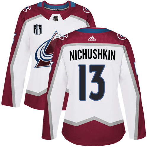 Adidas Colorado Avalanche #13 Valeri Nichushkin White Women’s 2022 Stanley Cup Final Patch Road Authentic Stitched NHL Jersey Womens->youth nhl jersey->Youth Jersey