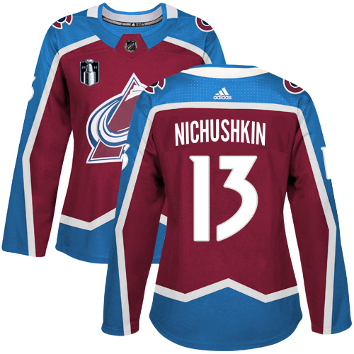 Adidas Colorado Avalanche #13 Valeri Nichushkin Burgundy Women’s 2022 Stanley Cup Final Patch Home Authentic Stitched NHL Jersey Womens->youth nhl jersey->Youth Jersey