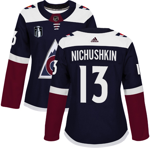 Adidas Colorado Avalanche #13 Valeri Nichushkin Navy Women’s 2022 Stanley Cup Final Patch Alternate Authentic Stitched NHL Jersey Womens->women nhl jersey->Women Jersey