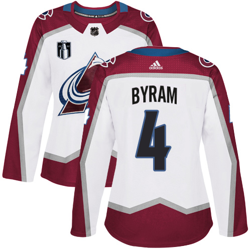 Adidas Colorado Avalanche #4 Bowen Byram White Women’s 2022 Stanley Cup Final Patch Road Authentic Stitched NHL Jersey Womens->youth nhl jersey->Youth Jersey