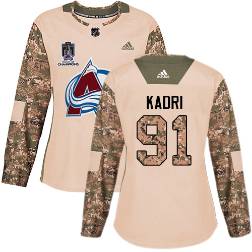 Adidas Colorado Avalanche #91 Nazem Kadri Camo Authentic Women’s 2022 Stanley Cup Champions Veterans Day Stitched NHL Jersey Womens->women nhl jersey->Women Jersey