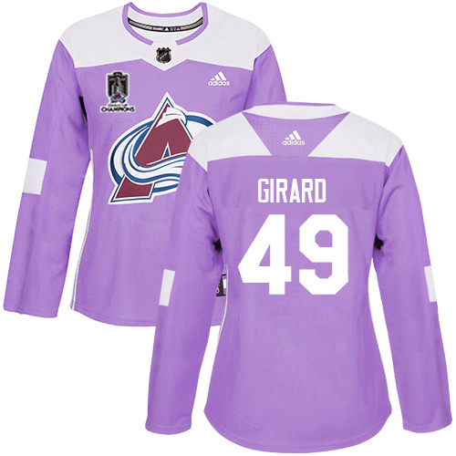Adidas Colorado Avalanche #49 Samuel Girard Purple Women’s 2022 Stanley Cup Champions Authentic Fights Cancer Stitched NHL Jersey Womens->youth nhl jersey->Youth Jersey