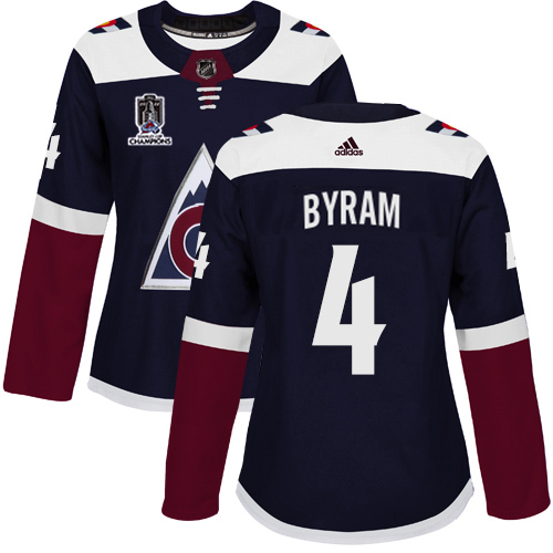 Adidas Colorado Avalanche #4 Bowen Byram Navy Women’s 2022 Stanley Cup Champions Alternate Authentic Stitched NHL Jersey Womens->youth nhl jersey->Youth Jersey