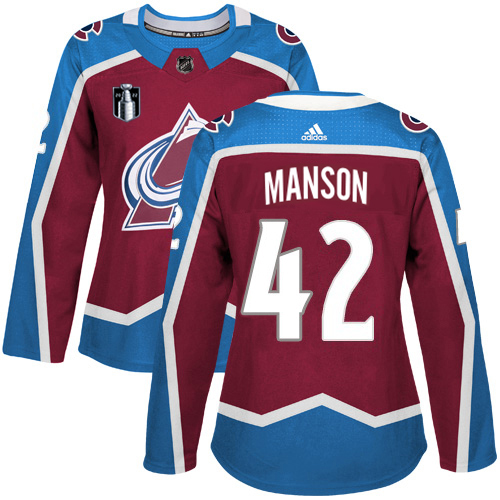 Adidas Colorado Avalanche #42 Josh Manson Burgundy Women’s 2022 Stanley Cup Final Patch Home Authentic Stitched NHL Jersey Womens->youth nhl jersey->Youth Jersey