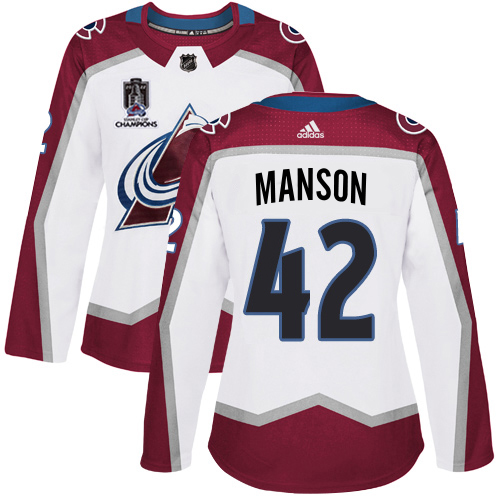 Adidas Colorado Avalanche #42 Josh Manson White Women’s 2022 Stanley Cup Champions Road Authentic Stitched NHL Jersey Womens->women nhl jersey->Women Jersey