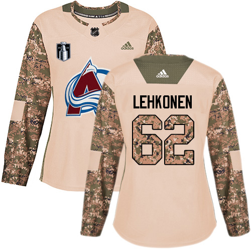 Adidas Colorado Avalanche #62 Artturi Lehkonen Camo Women’s 2022 Stanley Cup Final Patch Authentic Veterans Day Stitched NHL Jersey Womens->tampa bay lightning->NHL Jersey