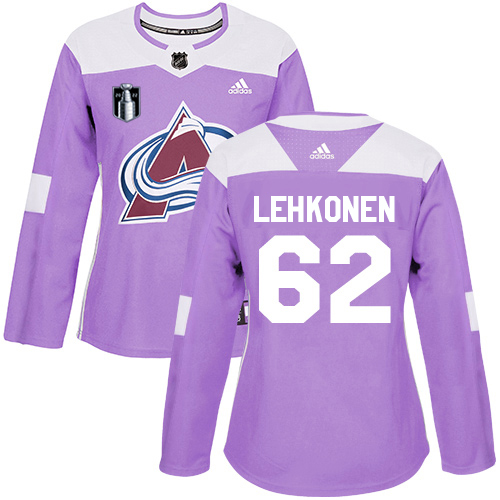 Adidas Colorado Avalanche #62 Artturi Lehkonen Purple Women’s 2022 Stanley Cup Final Patch Authentic Fights Cancer Stitched NHL Jersey Womens->tampa bay lightning->NHL Jersey