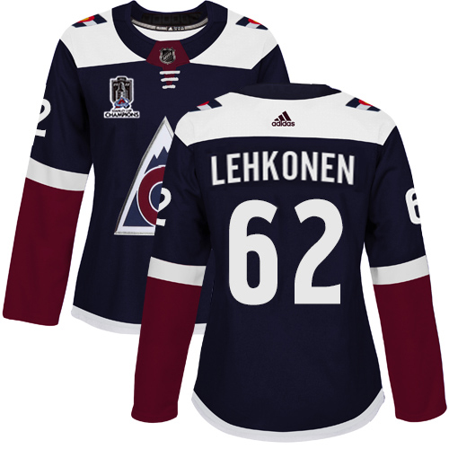 Adidas Colorado Avalanche #62 Artturi Lehkonen Navy Women’s 2022 Stanley Cup Champions Alternate Authentic Stitched NHL Jersey Womens->youth nhl jersey->Youth Jersey