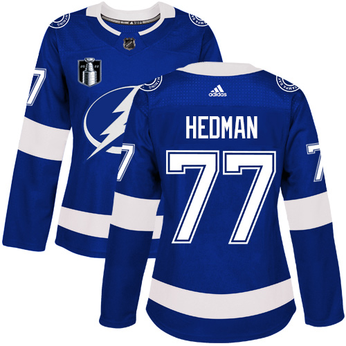 Adidas Tampa Bay Lightning #77 Victor Hedman Blue 2022 Stanley Cup Final Patch Women’s Home Authentic Stitched NHL Jersey Womens->tampa bay lightning->NHL Jersey
