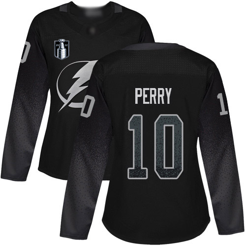 Adidas Tampa Bay Lightning #10 Corey Perry Black Women’s 2022 Stanley Cup Final Patch Alternate Authentic Stitched NHL Jersey Womens->tampa bay lightning->NHL Jersey