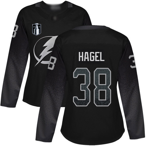 Adidas Tampa Bay Lightning #38 Brandon Hagel Black Women’s 2022 Stanley Cup Final Patch Alternate Authentic Stitched NHL Jersey Womens->tampa bay lightning->NHL Jersey