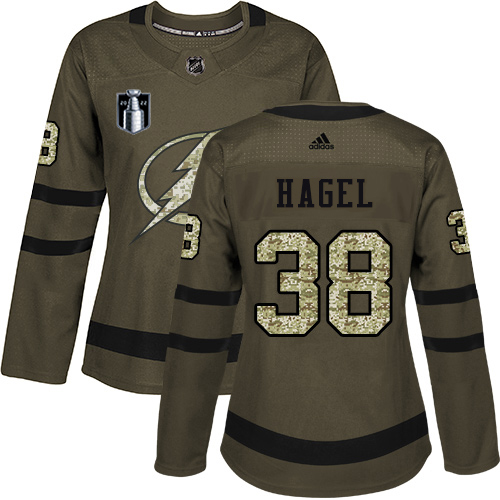 Adidas Tampa Bay Lightning #38 Brandon Hagel Green Women’s 2022 Stanley Cup Final Patch Salute to Service Stitched NHL Jersey Womens->tampa bay lightning->NHL Jersey
