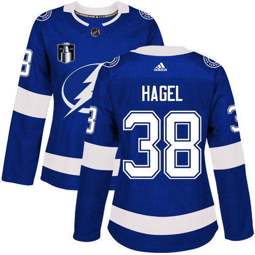 Adidas Tampa Bay Lightning #38 Brandon Hagel Blue Women’s 2022 Stanley Cup Final Patch Home Authentic Stitched NHL Jersey Womens->tampa bay lightning->NHL Jersey
