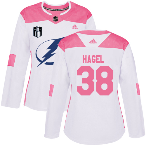 Adidas Tampa Bay Lightning #38 Brandon Hagel White/Pink 2022 Stanley Cup Final Patch Authentic Fashion Women’s Stitched NHL Jersey Womens->tampa bay lightning->NHL Jersey