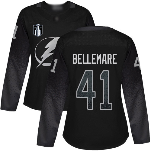 Adidas Tampa Bay Lightning #41 Pierre-Edouard Bellemare Black Women’s 2022 Stanley Cup Final Patch Alternate Authentic Stitched NHL Jersey Womens->tampa bay lightning->NHL Jersey