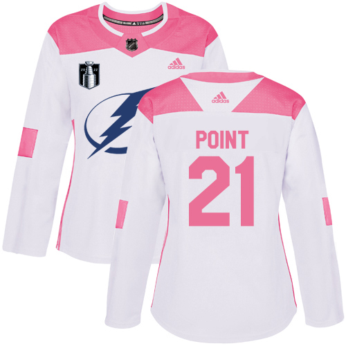Adidas Tampa Bay Lightning #41 Pierre-Edouard Bellemare White/Pink 2022 Stanley Cup Final Patch Authentic Fashion Women’s Stitched NHL Jersey Womens->tampa bay lightning->NHL Jersey