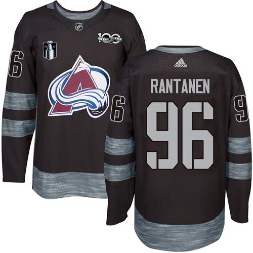 Adidas Colorado Avalanche #96 Mikko Rantanen Black Youth 2022 Stanley Cup Final Patch 100th Anniversary Stitched NHL Jersey Youth->youth nhl jersey->Youth Jersey