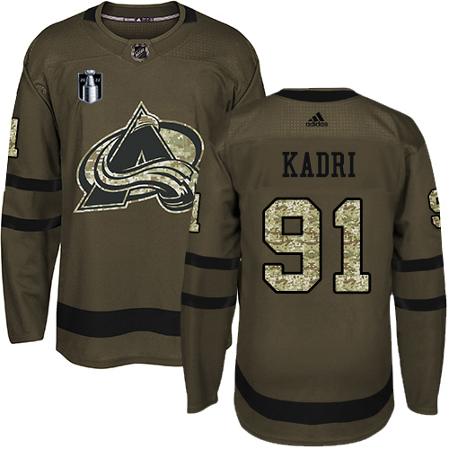 Adidas Colorado Avalanche #91 Nazem Kadri Green Youth 2022 Stanley Cup Final Patch Salute to Service Stitched NHL Jersey Youth->women nhl jersey->Women Jersey