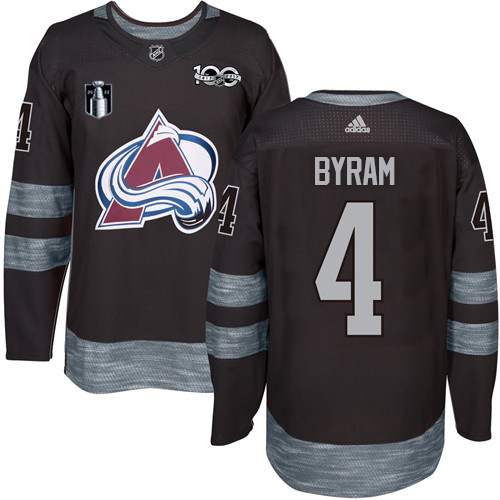 Adidas Colorado Avalanche #4 Bowen Byram Black Youth 2022 Stanley Cup Final Patch 100th Anniversary Stitched NHL Jersey Youth->women nhl jersey->Women Jersey