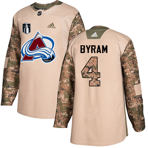 Adidas Colorado Avalanche #4 Bowen Byram Camo Youth 2022 Stanley Cup Final Patch Authentic Veterans Day Stitched NHL Jersey Youth->colorado avalanche->NHL Jersey
