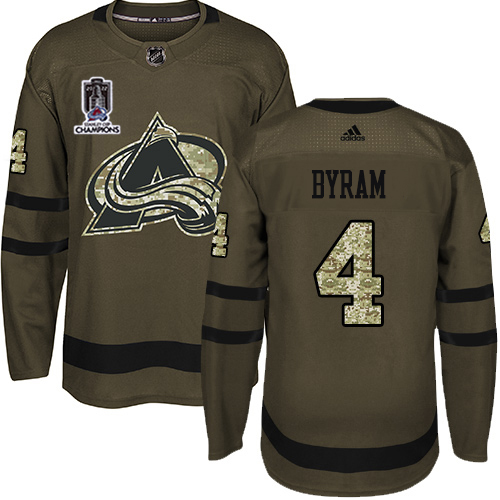 Adidas Colorado Avalanche #4 Bowen Byram Green Youth 2022 Stanley Cup Champions Salute To Service Stitched NHL Jersey Youth->colorado avalanche->NHL Jersey