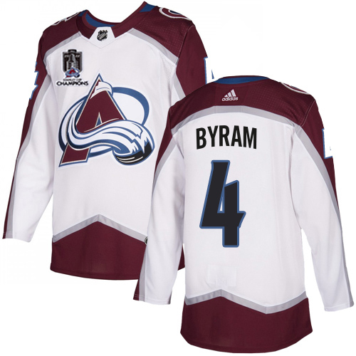 Adidas Colorado Avalanche #4 Bowen Byram White Youth 2022 Stanley Cup Champions Road Authentic Stitched NHL Jersey Youth->women nhl jersey->Women Jersey