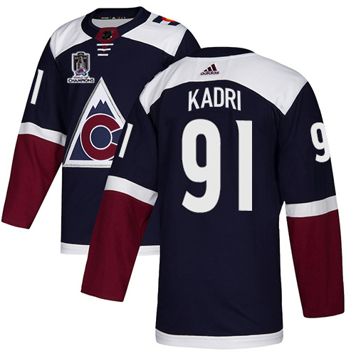 Adidas Colorado Avalanche #91 Nazem Kadri Navy Youth 2022 Stanley Cup Champions Alternate Authentic Stitched NHL Jersey Youth->youth nhl jersey->Youth Jersey