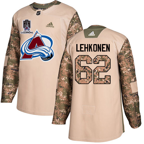 Adidas Colorado Avalanche #62 Artturi Lehkonen Camo Authentic Youth 2022 Stanley Cup Champions Veterans Day Stitched NHL Jersey Youth->colorado avalanche->NHL Jersey