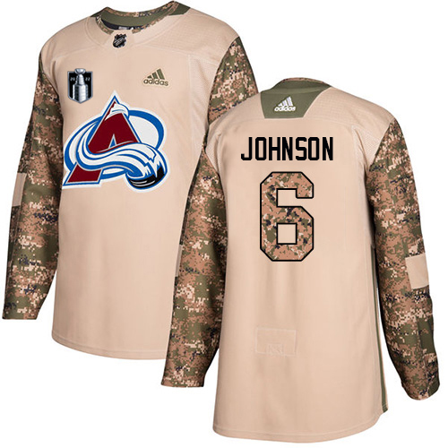 Adidas Colorado Avalanche #6 Erik Johnson Camo Youth 2022 Stanley Cup Final Patch Authentic Veterans Day Stitched NHL Jersey Youth->women nhl jersey->Women Jersey