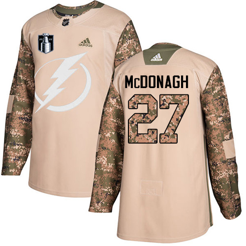 Adidas Tampa Bay Lightning #27 Ryan McDonagh Camo Authentic 2022 Stanley Cup Final Patch Youth Veterans Day Stitched NHL Jersey Youth->tampa bay lightning->NHL Jersey