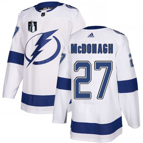 Adidas Tampa Bay Lightning #27 Ryan McDonagh White 2022 Stanley Cup Final Patch Youth Road Authentic NHL Stanley Cup Final Patch Jersey Youth->tampa bay lightning->NHL Jersey