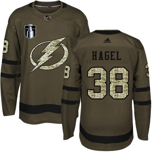 Adidas Tampa Bay Lightning #38 Brandon Hagel Green 2022 Stanley Cup Final Patch Salute to Service Stitched Youth NHL Jersey Youth->tampa bay lightning->NHL Jersey