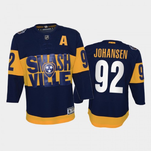 Adidas Nashville Predators #92 Ryan Johansen Youth 2022 Stadium Series Game NHL Jersey – Navy Youth->tampa bay lightning->NHL Jersey