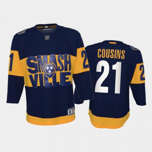 Adidas Nashville Predators #21 Nick Cousins Youth 2022 Stadium Series Game NHL Jersey – Navy Youth->nashville predators->NHL Jersey