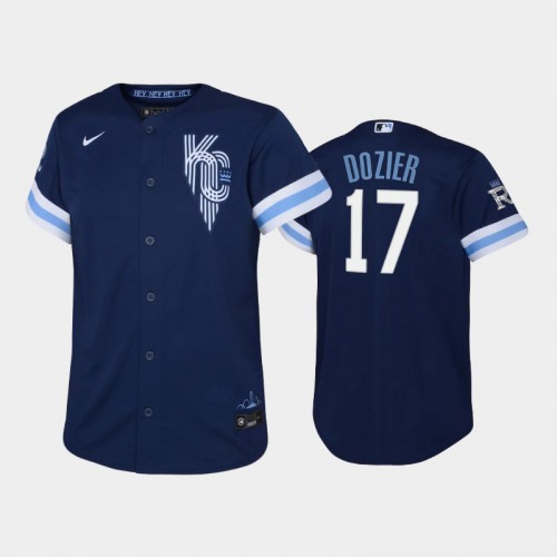 Kansas City Kansas City Royals #17 Hunter Dozier Youth Replica 2022 City Connect Navy Jersey Youth->kansas city royals->MLB Jersey