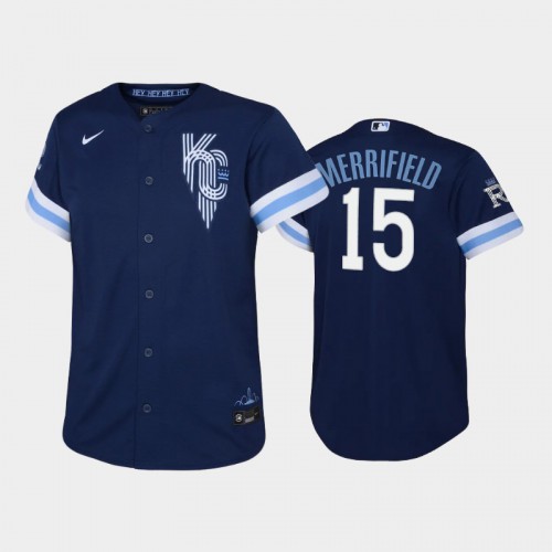 Kansas City Kansas City Royals #15 Whit Merrifield Youth Replica 2022 City Connect Navy Jersey Youth->kansas city royals->MLB Jersey