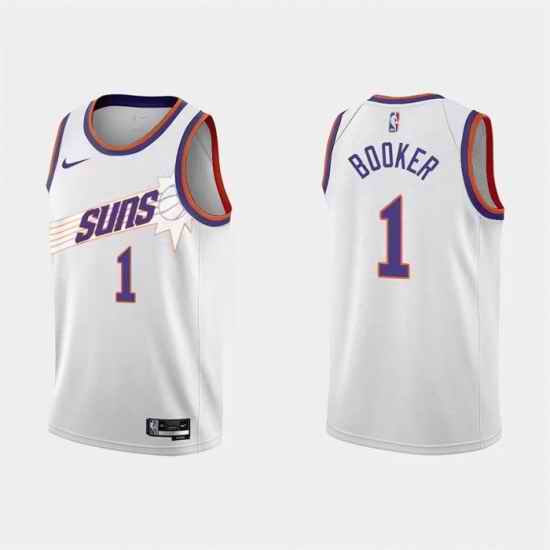 Men Phoenix Suns #1 Devin Booker White Association Edition Stitched Jersey->phoenix suns->NBA Jersey